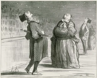 Parisians waiting for the arrival of the famous comet, plate 370, illustration from 
